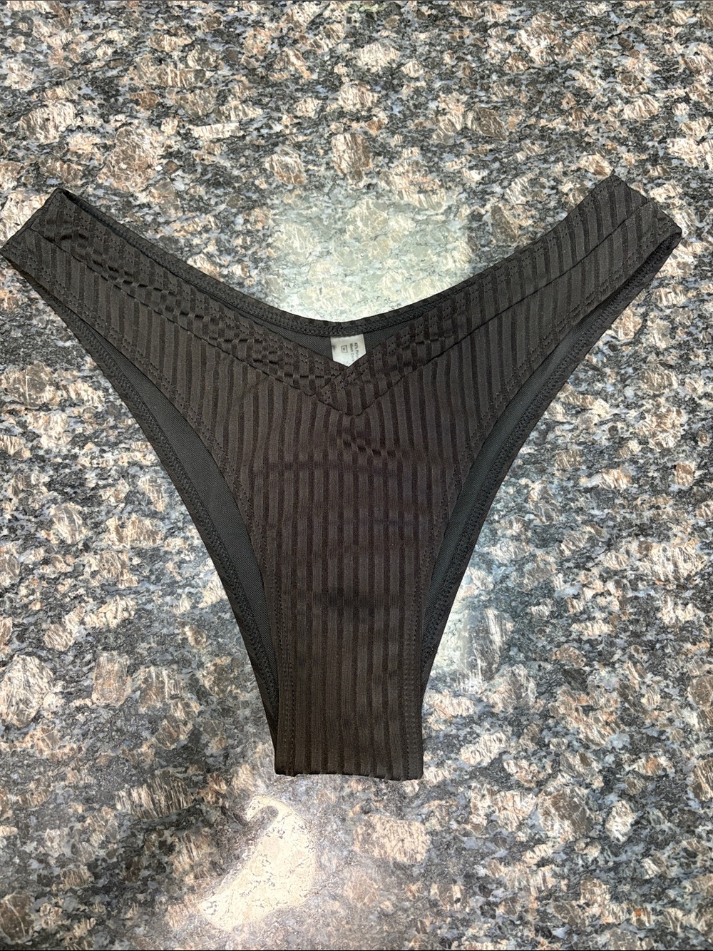 Black Ribbed Bikini Bottom Sz M